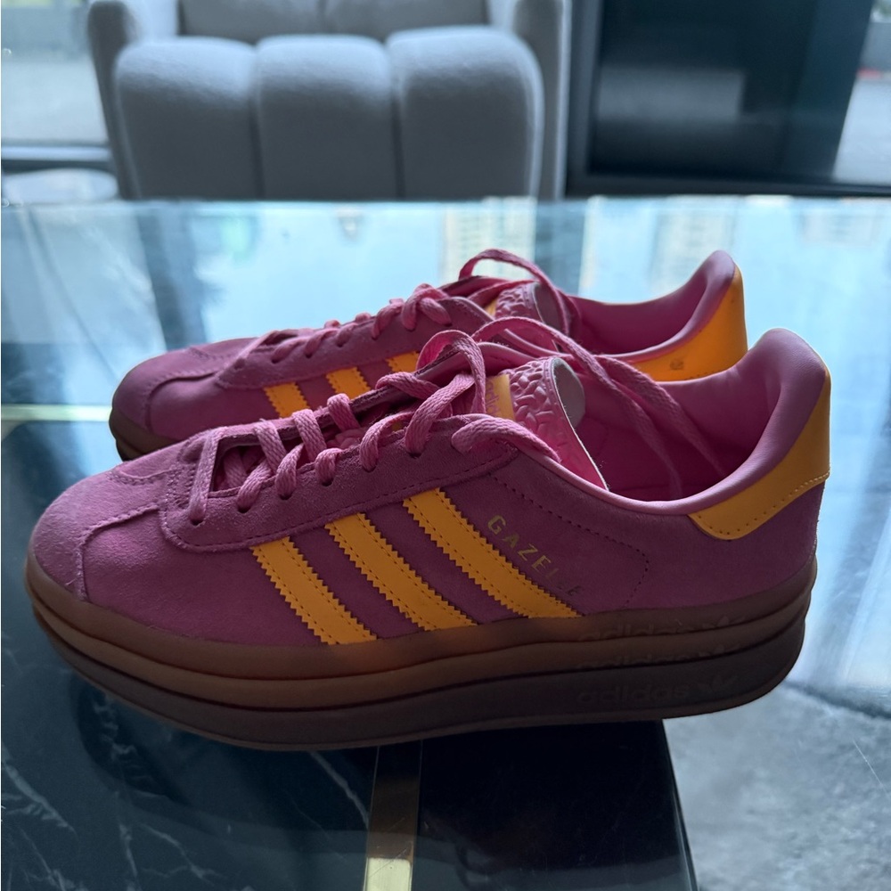 Adidas Women's Gazelle Pink and Yellow Sneakers